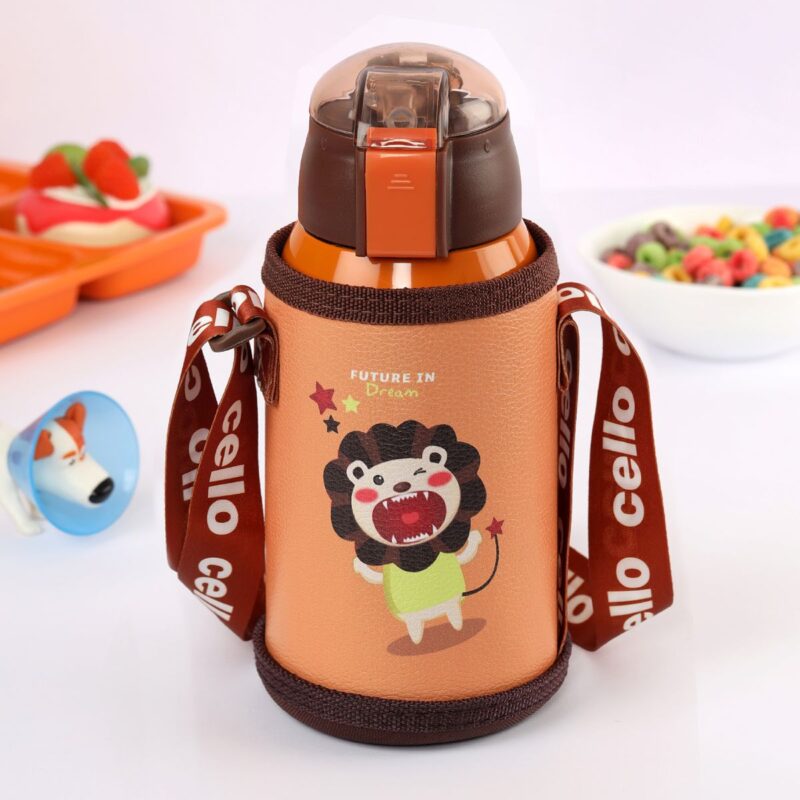 Orange|Kido Hot & Cold Stainless Steel Kids Water Bottle, 500ml / 500ml