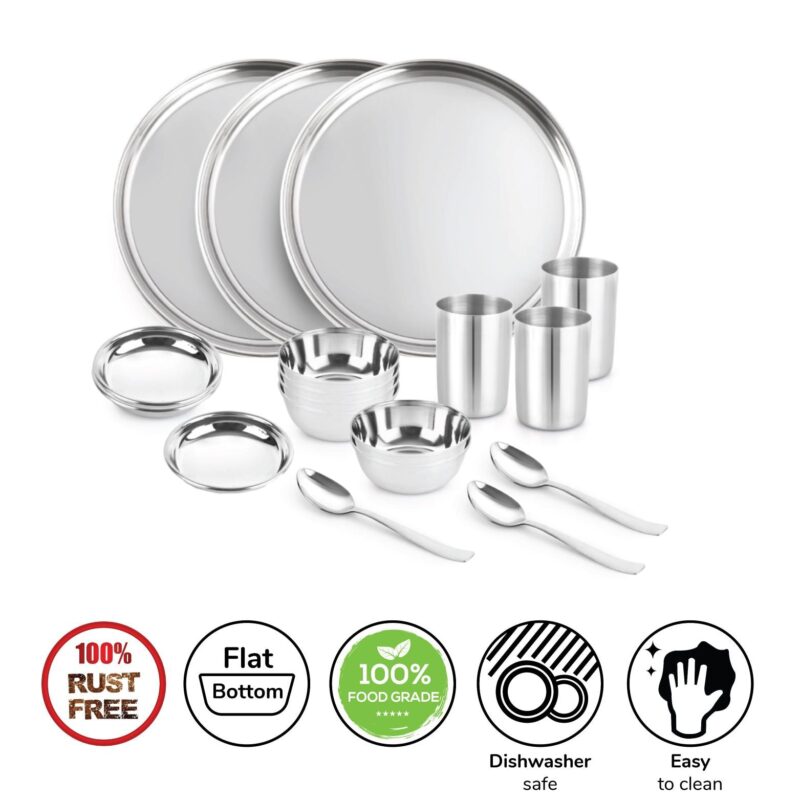 Steelox 18 Pieces Stainless Steel Dinner Set for Family of 3 - Image 3