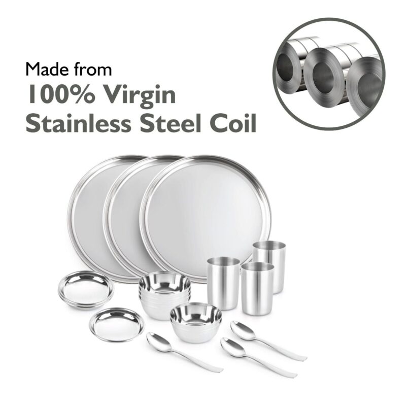 Steelox 18 Pieces Stainless Steel Dinner Set for Family of 3 - Image 4
