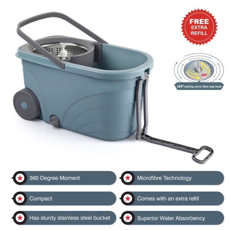 Kleeno Max Clean Deluxe Spin Mop Bucket with Soap Dispenser - Image 6