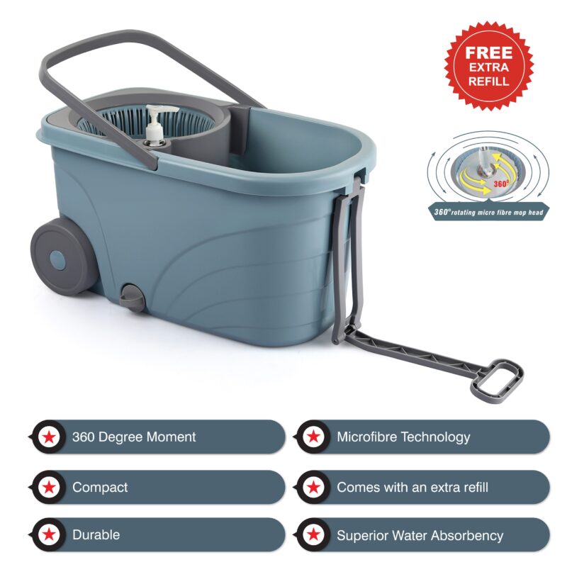 Kleeno Max Clean Spin Mop Bucket with Soap Dispenser - Image 2