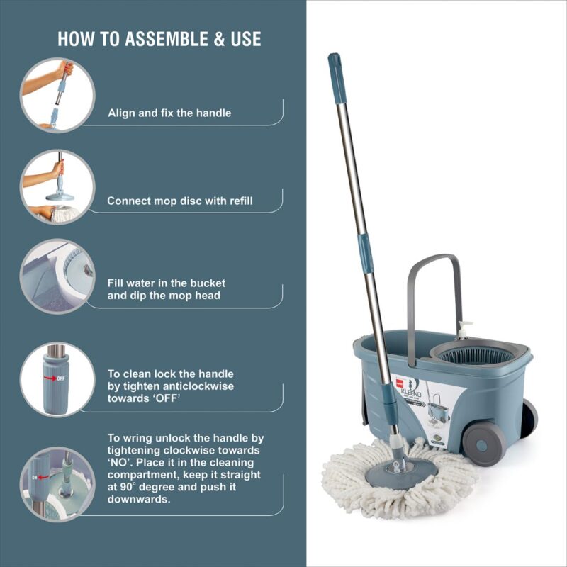Kleeno Max Clean Spin Mop Bucket with Soap Dispenser - Image 4
