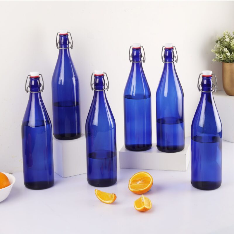 Blue|Aquaria Glass Water Bottle, 1000ml / 1000ml