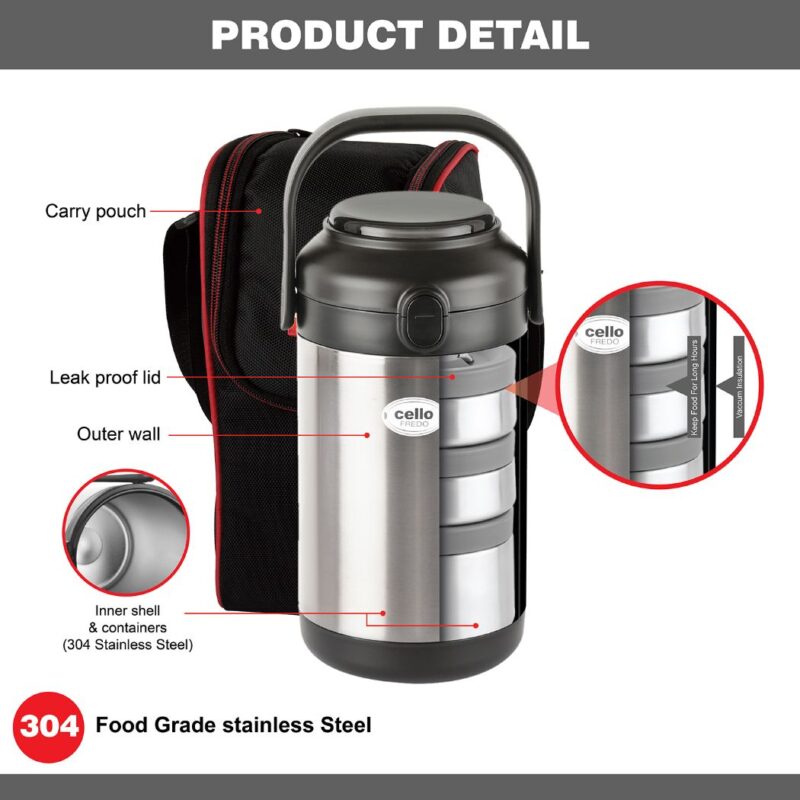 Fredo Double Walled Insulated Lunch Box, Set of 3 - Image 8