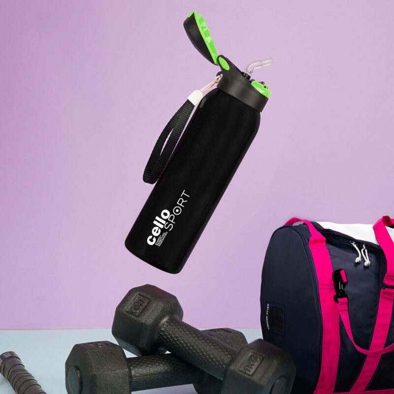 Black|Gym Star Flask, Vacusteel Water Bottle, 650ml / 650ml