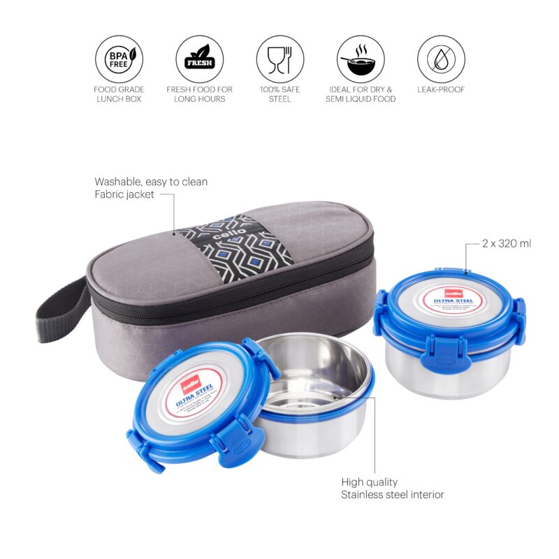 MF Ultra Stainless Steel Lunch Box with Jacket, Set of 2 - Image 6