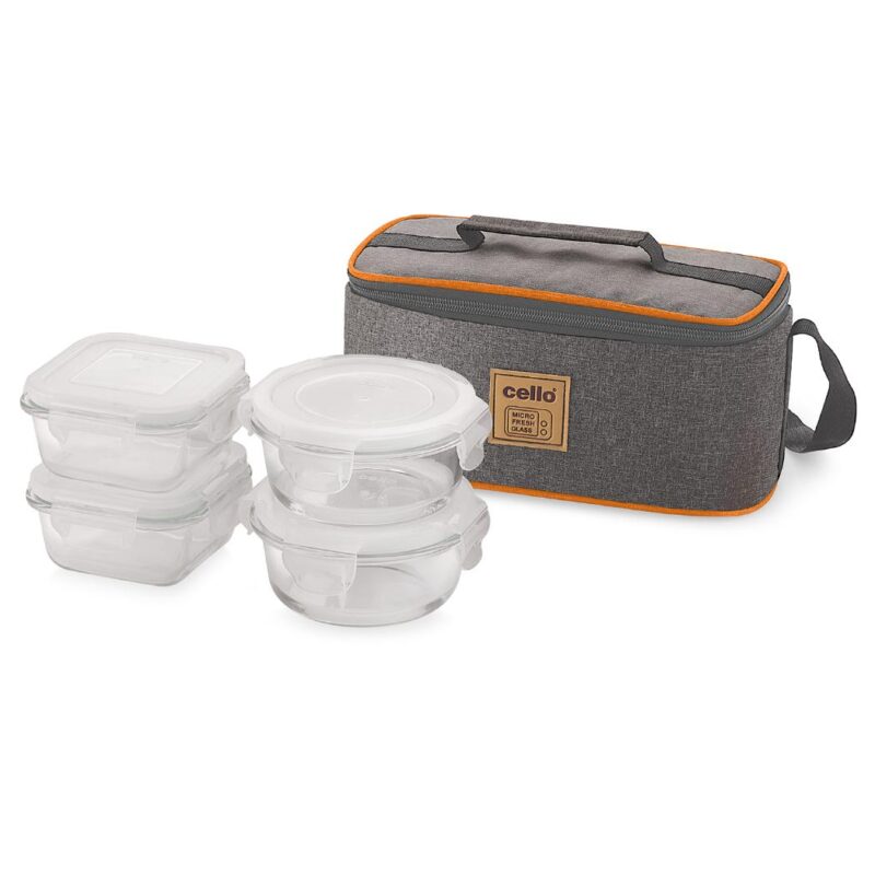 Royale Borosilicate Glass Lunch Box with Jacket, Set of 4 - Image 2