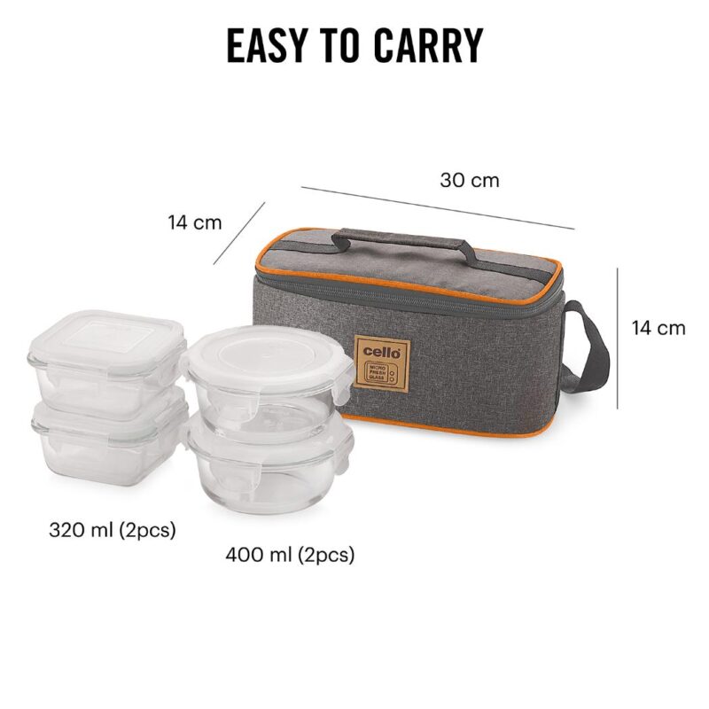 Royale Borosilicate Glass Lunch Box with Jacket, Set of 4 - Image 5
