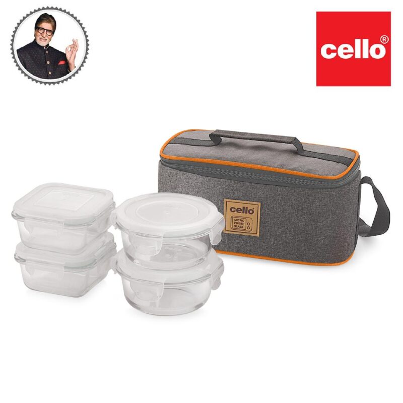 Royale Borosilicate Glass Lunch Box with Jacket, Set of 4 - Image 6