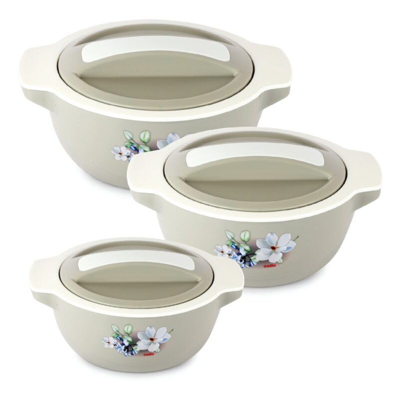 Grey|Vista Insulated Casserole, Set of 3 / 500ml+1000ml+1500ml
