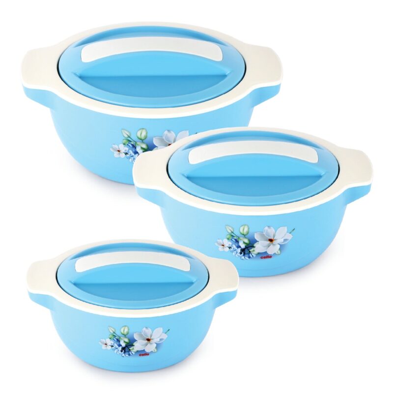 Blue|Vista Insulated Casserole, Set of 3 / 500ml+1000ml+1500ml