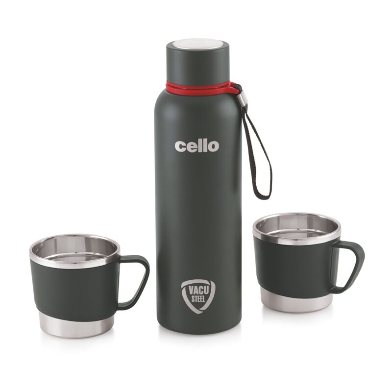 Kent Vacusteel Flask with Mugs Gift Set, 3 Pieces - Image 3