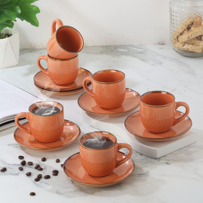 Regular|Hampshire 6 Pieces Ceramic Cup & Saucer / 6 Pieces