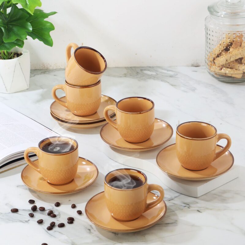 Regular|Hampshire 6 Pieces Ceramic Cup & Saucer / 6 Pieces