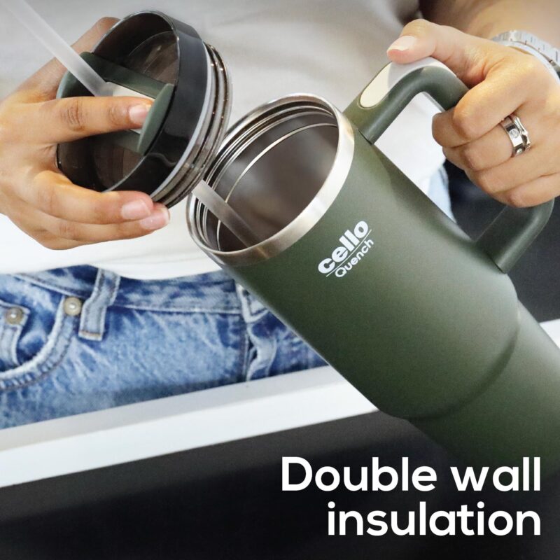 Quench Tumbler Water Bottle with Lid and Straw, 900ml - Image 21