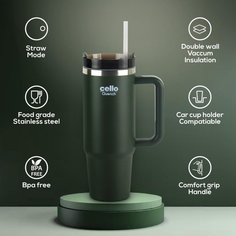 Quench Tumbler Water Bottle with Lid and Straw, 900ml - Image 13