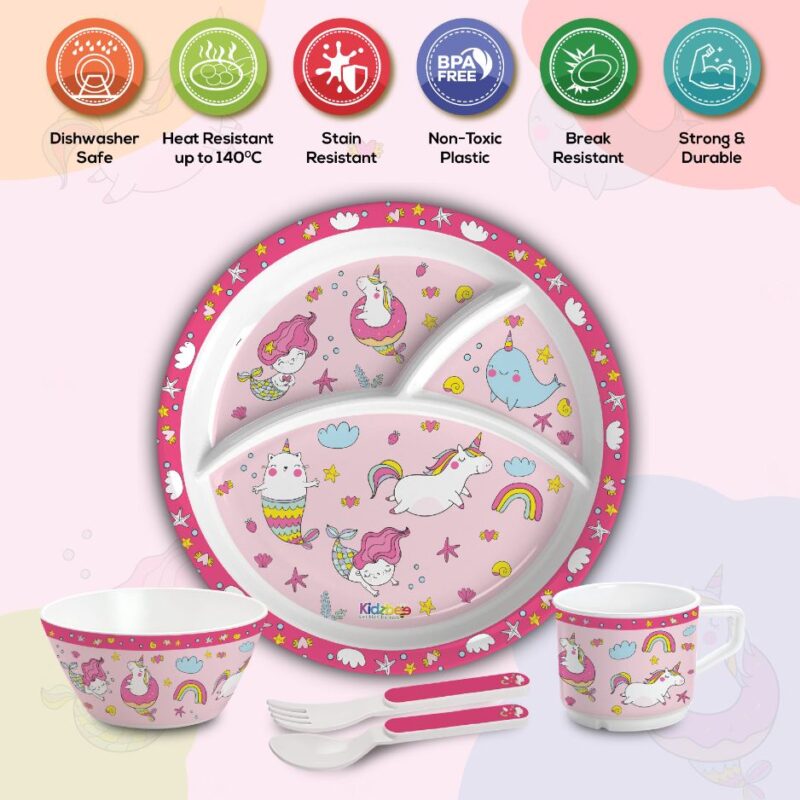 Pink Parade Kids Melamine Meal, Set of 5 - Image 15