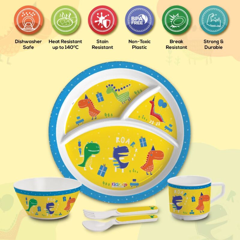 Dino Party Kids Melamine Meal, Set of 5 - Image 15