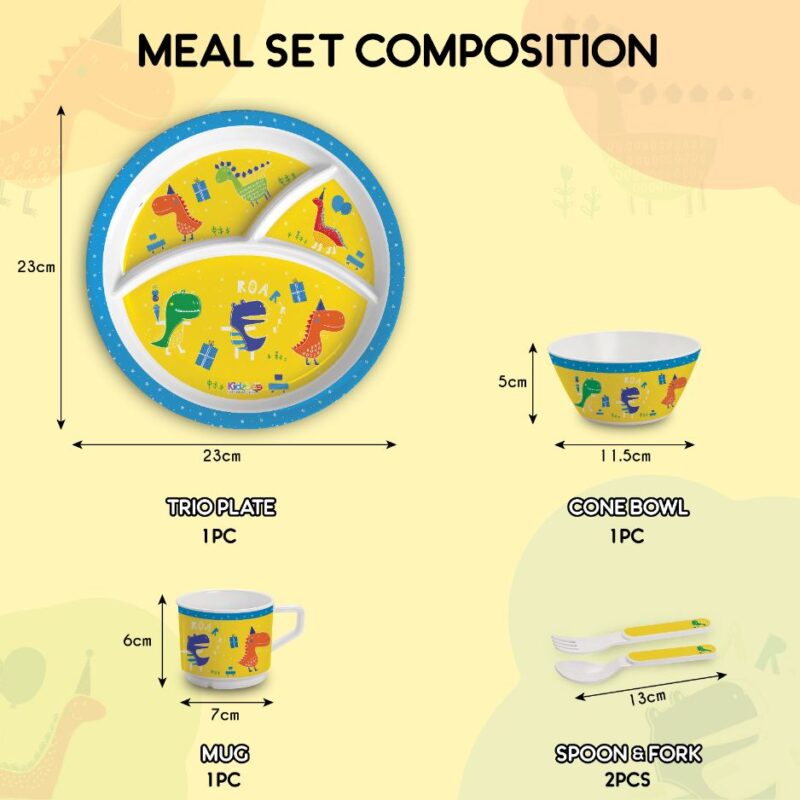 Dino Party Kids Melamine Meal, Set of 5 - Image 9