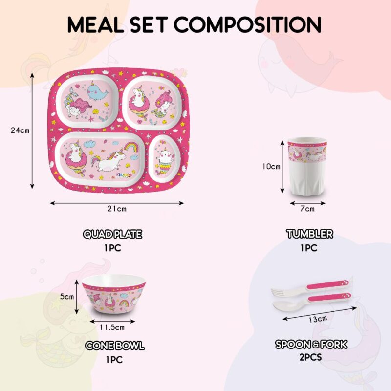 Pink Parade Kids Melamine Meal, Set of 5 - Image 8
