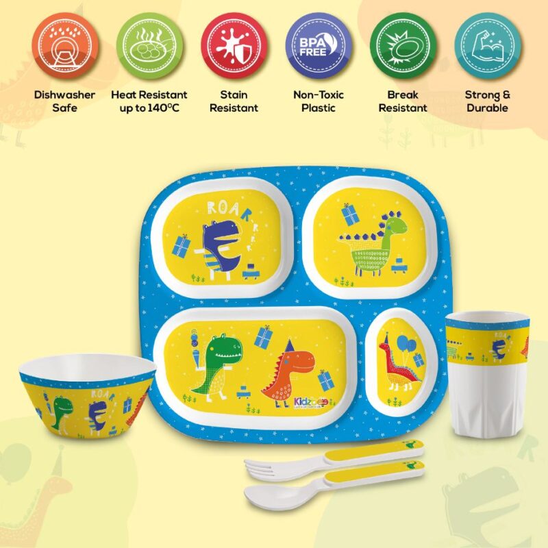 Dino Party Kids Melamine Meal, Set of 5 - Image 14
