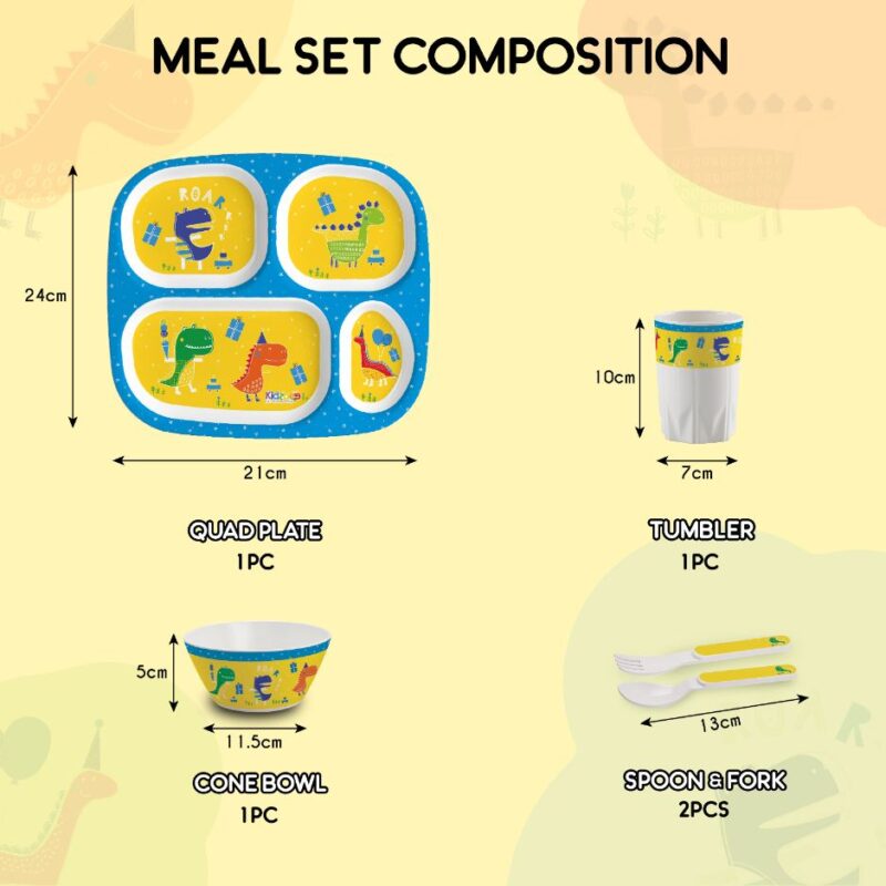 Dino Party Kids Melamine Meal, Set of 5 - Image 8