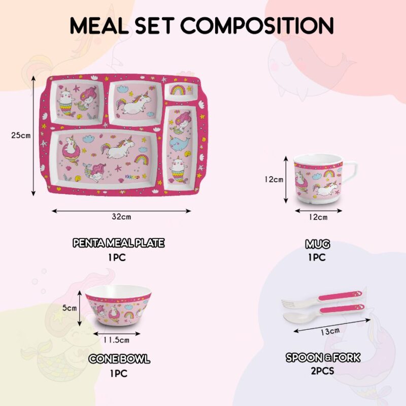 Pink Parade Kids Melamine Meal, Set of 5 - Image 7