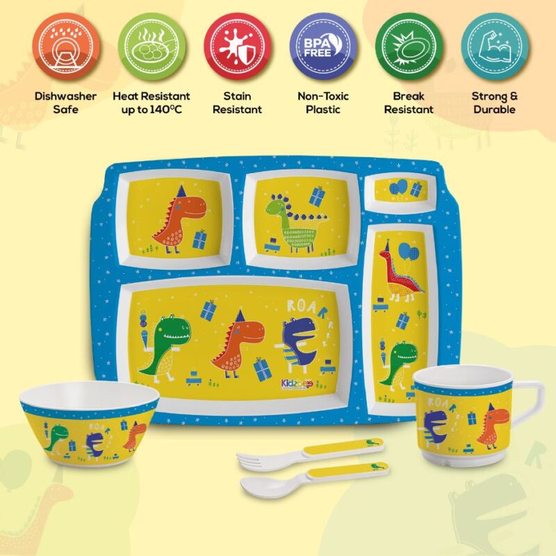 Dino Party Kids Melamine Meal, Set of 5 - Image 4