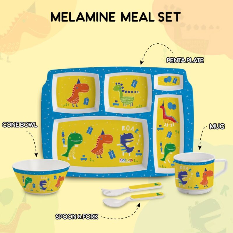 Dino Party Kids Melamine Meal, Set of 5 - Image 5