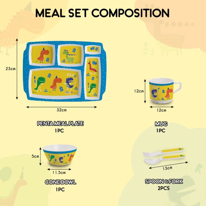 Dino Party Kids Melamine Meal, Set of 5 - Image 7