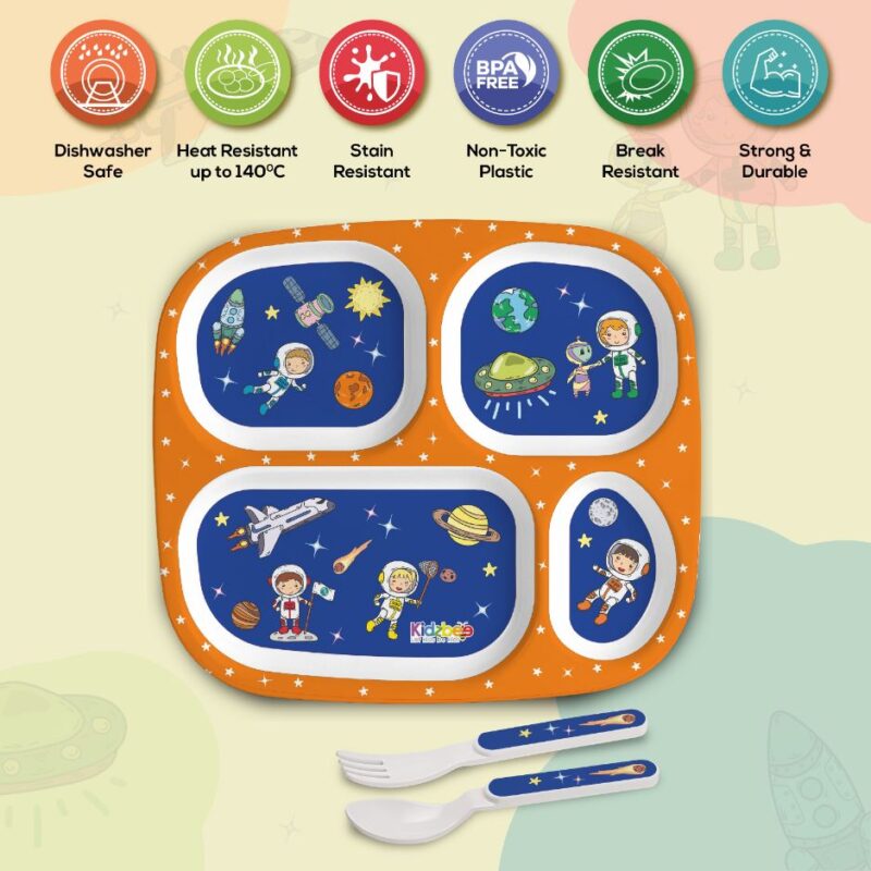 Cosmic Explorer Blue Kids Melamine Meal, Set of 3 - Image 14