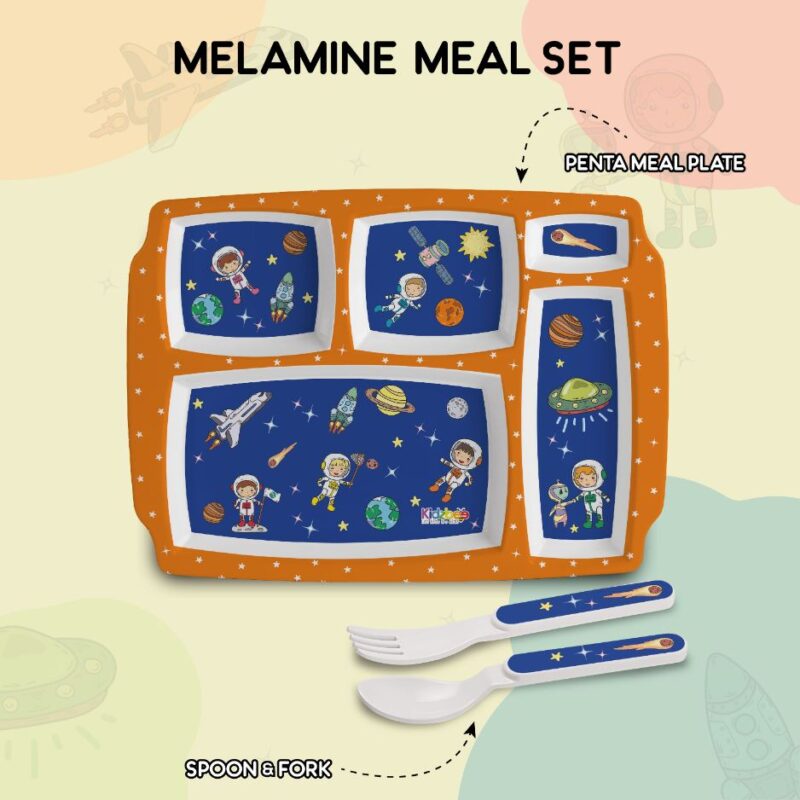 Cosmic Explorer Blue Kids Melamine Meal, Set of 3 - Image 5