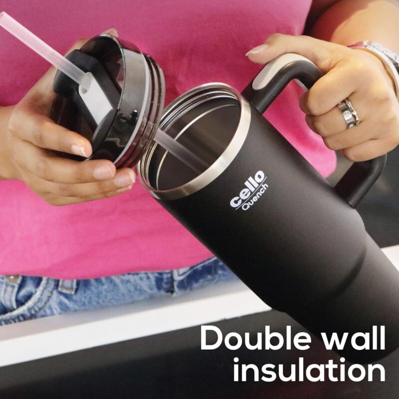 Quench Tumbler Water Bottle with Lid and Straw, 900ml - Image 20