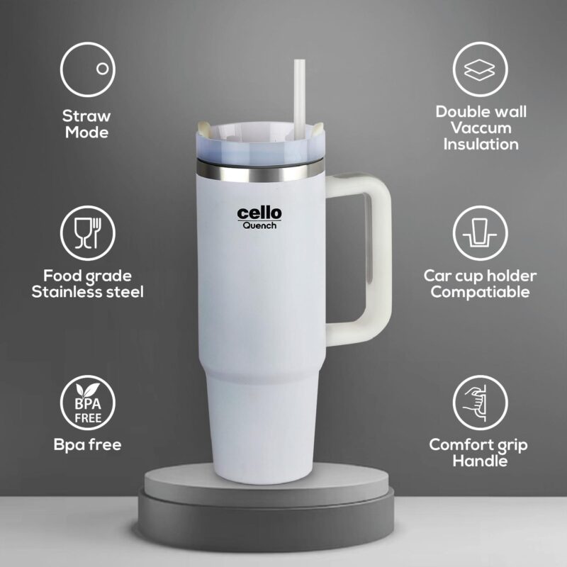 Quench Tumbler Water Bottle with Lid and Straw, 900ml - Image 8