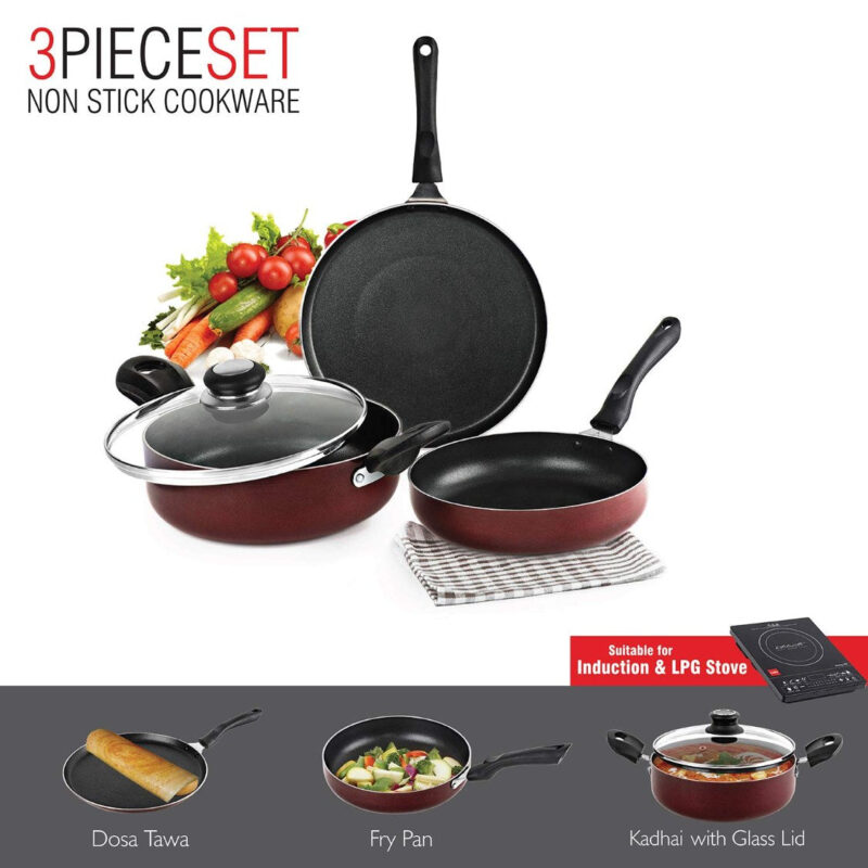 Non-Stick Prima Induction Base Cookware Set, 3 Pieces - Image 9
