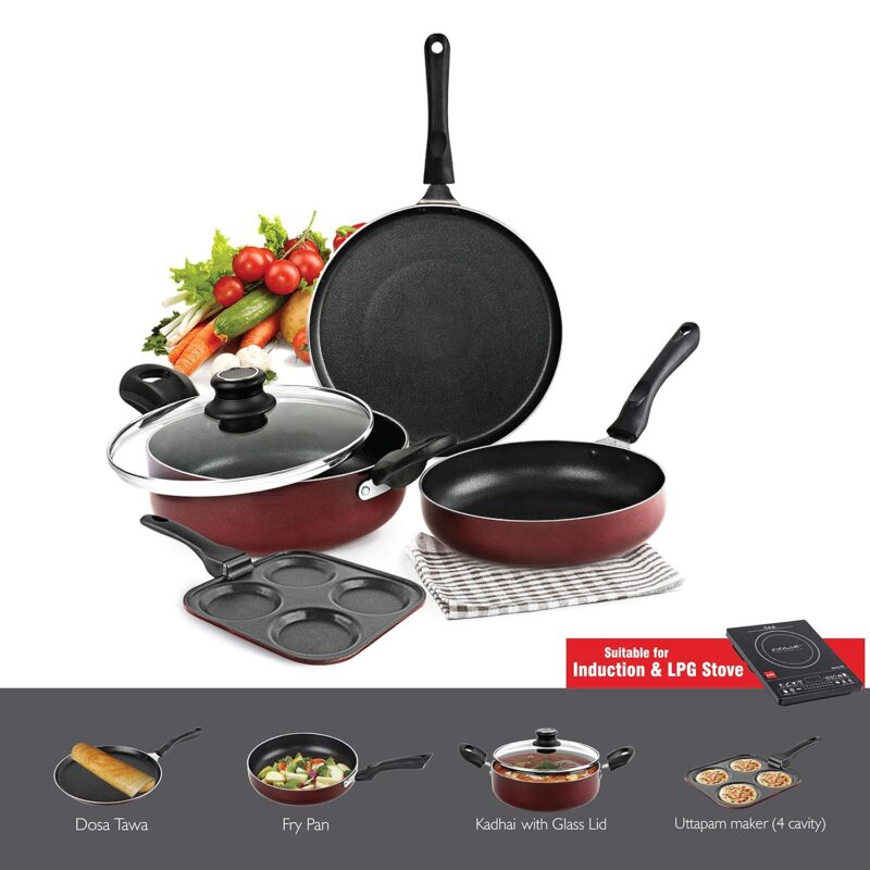 Prima Uttapam Non Stick Induction Base Cookware Set, 4 Pieces - Image 2