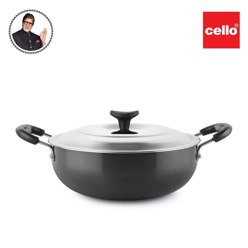 Classy Hard Anodised Kadhai with Lid, 2.5 Litres, Gas Stove Compatible - Image 7