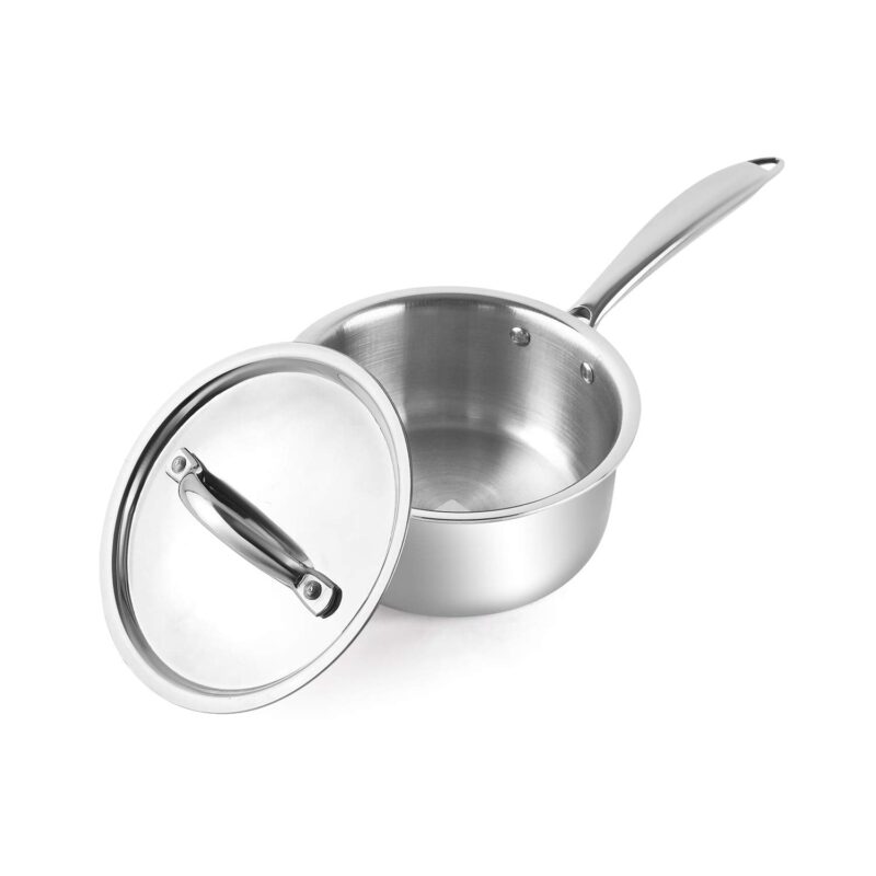 Tri-Ply Induction Base Stainless Steel Sauce Pan with Lid - Image 3