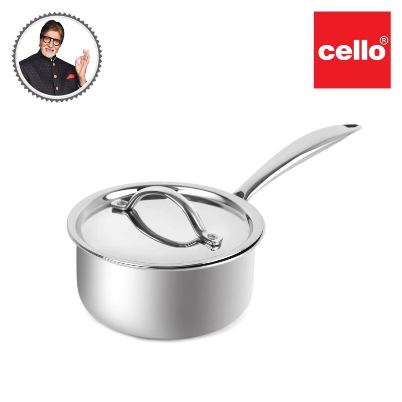 Tri-Ply Induction Base Stainless Steel Sauce Pan with Lid - Image 6