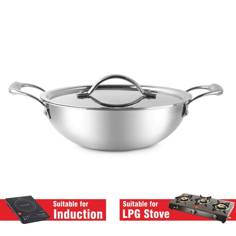 Armour Tri-Ply Induction Base Kadhai with Lid - Image 3