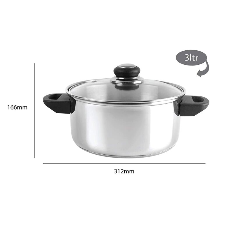 Steelox Induction Base Stainless Steel Casserole with Lid - Image 5