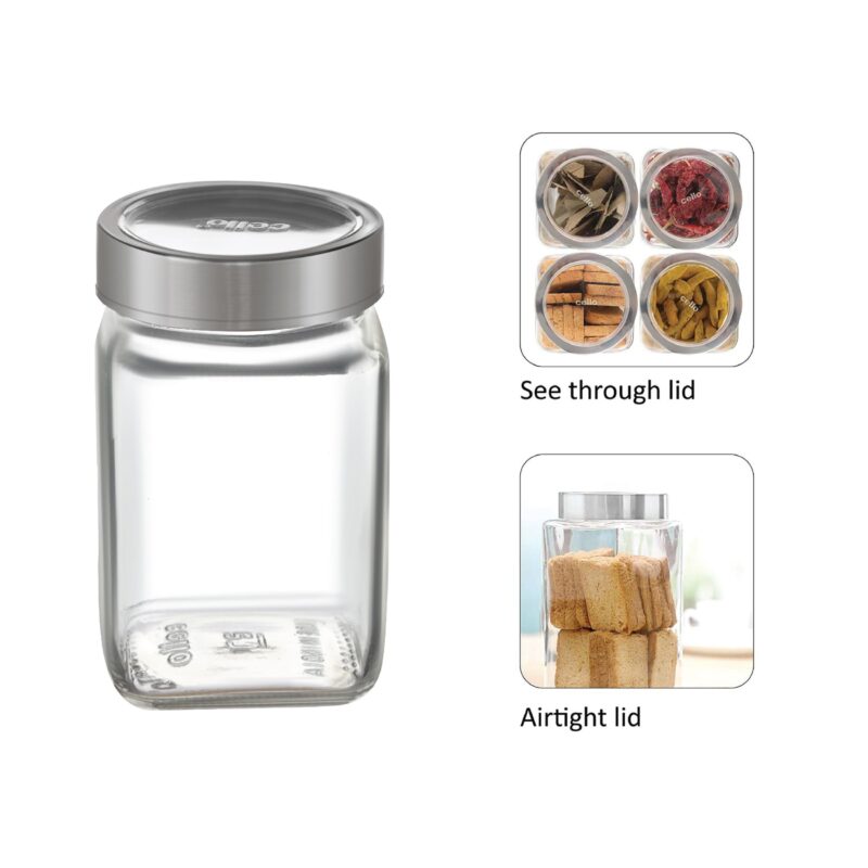 Qube Fresh Glass Storage Jar, 300ml, Set of 6 - Image 4