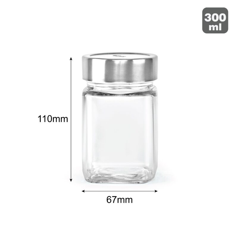 Qube Fresh Glass Storage Jar, 300ml, Set of 6 - Image 5