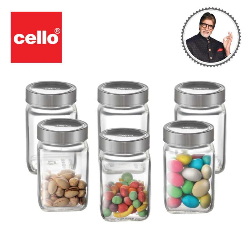 Qube Fresh Glass Storage Jar, 300ml, Set of 6 - Image 6