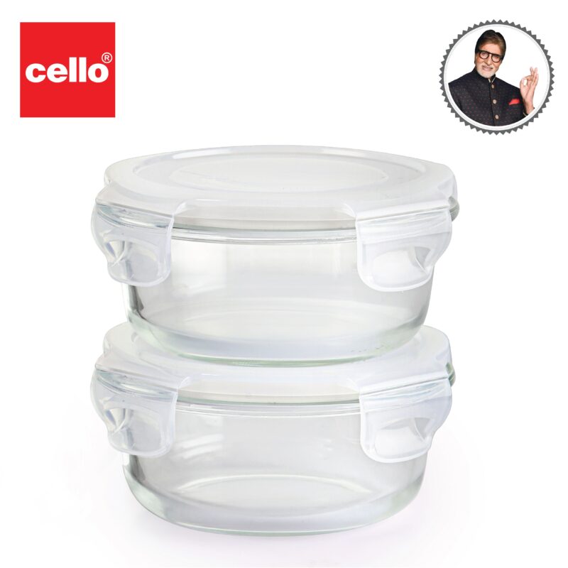 Camellia Borosilicate Glass Round containers, Set of 2 - Image 7
