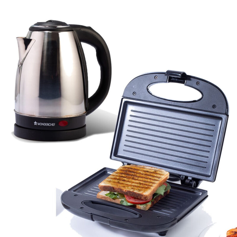 Prato Plus Griller (800W) & Crescent Electric Kettle | Healthy Non-stick Aluminium Grill Plates | Sleek and Compact Design | 1.8 L Kettle Capacity | Boil Water in 5 Mins - Image 8