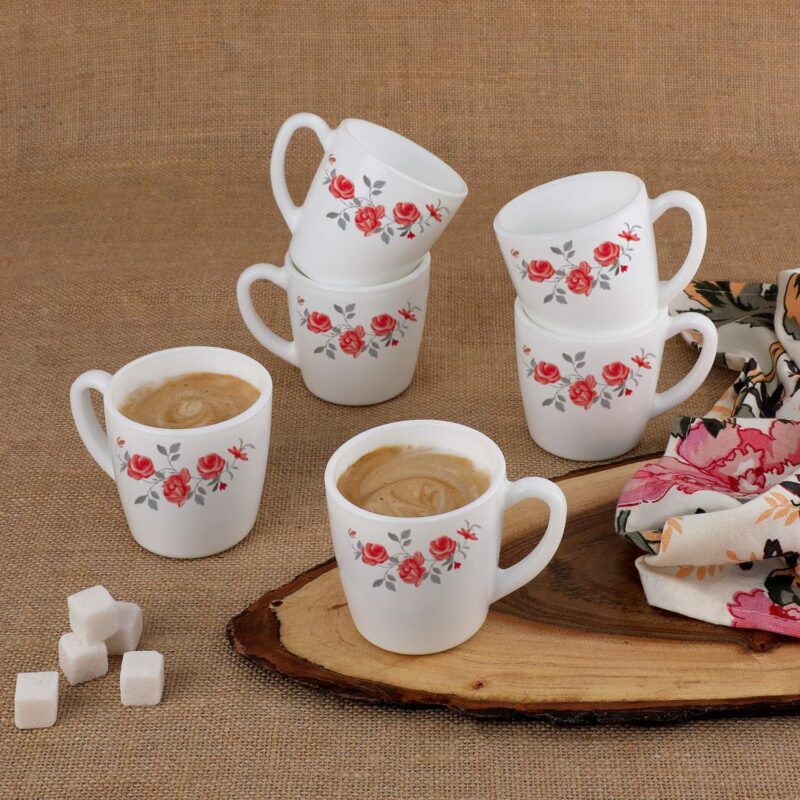Medium|Imperial Red Rose Fantasy Ricca Mugs, 6 Pieces / 6 Pieces