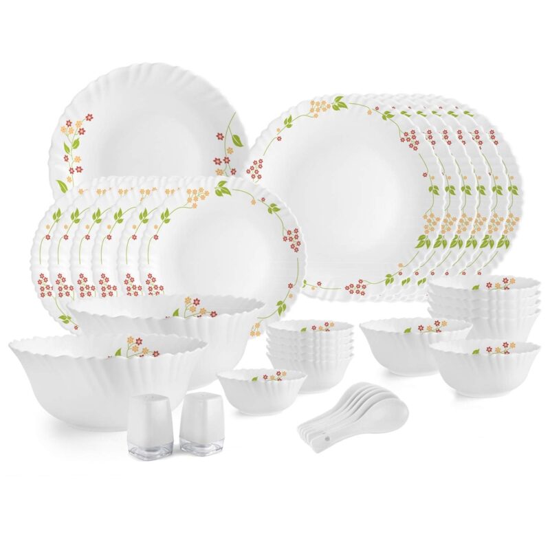 Secret Garden|Dazzle Series 35 Pieces Opalware Dinner Set for Family of 6 / With Rice Platter