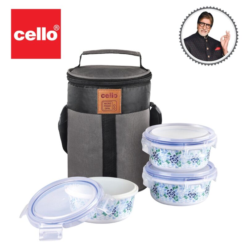 Mosaic Rose Opalware Lunch Box with Jacket - Image 8