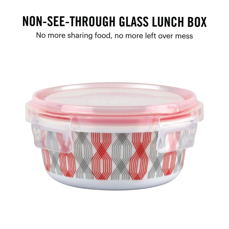 Red Trellis Opalware Lunch Box with Jacket - Image 4